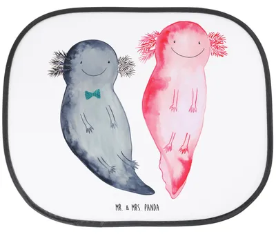Produktbild von Mr. & Mrs. Panda Sonnenschutz Auto Axolotl Freundin - Weiß - Geschenk, Sonnenblende, Liebe, Schwanzlurch, Valentinstag, Autoscheiben, hitzeschutz, Seitlicher