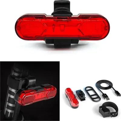 Image de Feu de vélo avec 4 modes de fonctionnement, USB, rotatif, rouge