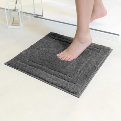 Zdjęcie produktu dla Dywanik łazienkowy antypoślizgowy - Mikrofibra - 45 x 45 cm - Ciemnoszary - Nadaje się do prania w pralce