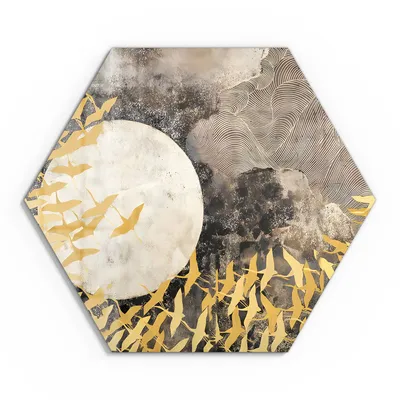 Produktbild von DEQORI Glasbild Echtglas 40x35 cm 'Goldener Flug' Wandbild Bild modern Deko