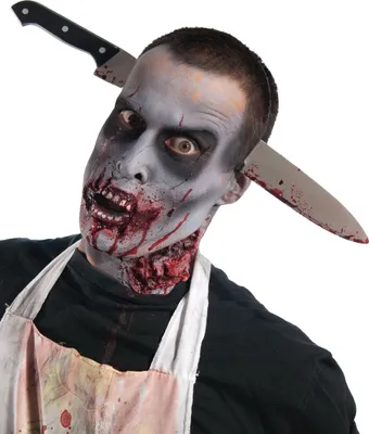 Produktbild von Halloween Haarreif blutiges Messer Accessoire schwarz-silber-rot - Einheitsgröße