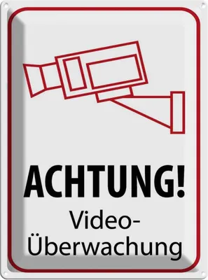 Produktbild von vianmo Blechschild 40x30 cm Achtung Videoüberwachung Warnschild Hinweisschild Sicherheit Vorsicht