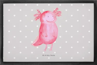 Produktbild von Mr. & Mrs. Panda Fussmatte Axolotl Glücklich 50 x 75 cm - Grau Pastell - Geschenk, fußmatte, Lurch, Sauberlaufmatte, Gummimatte, Schmutzfänger, Fußabtreter, Lebensfroh