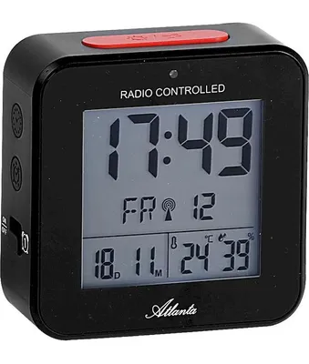 Produktbild von Atlanta 1880/7 Wecker Funk Funkwecker digital schwarz Licht Snooze Digitalwecker