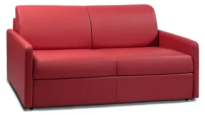 Produktbild von 3-Sitzer Schlafsofa Express mit rotem Kunstleder und Memory-Schaum-Sitzfläche - Liegefläche 140 cm - Matratze 22 cm Memory-Schaum CALIFE