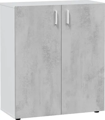Produktbild von Mehrzweckschrank >Tidy< in Weiß / Beton Grau - 80x92x37 (BxHxT)