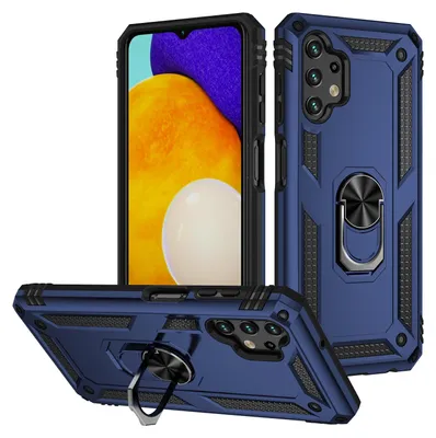 Produktbild von Galaxy A13 4G Hülle, Dual Layer Robust Militäre Schutzhülle mit Ringhalterung Ständer für Samsung Galaxy A13 4G Blau