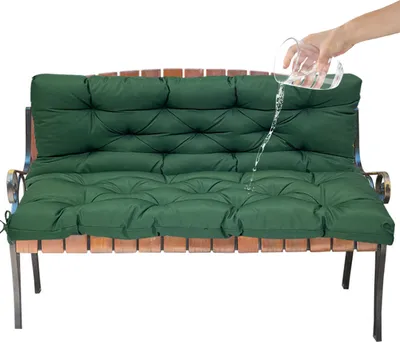 Image de Coussin de banc imperméable Coussin d'assise et de dossier Coussin pour banc de jardin Meubles de jardin Balançoires de jardin, 150x100x10cm,Vert foncé