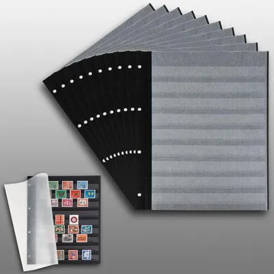 Produktbild von Prophila Collection 20 Einsteckseiten auf 10 Blättern, 9zeilig schwarzer Karton und je 2 Pergamin-Zwischenblättern pro Blatt