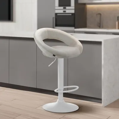 Produktbild von Barhocker HLO-CP288 Samt weiß  creme