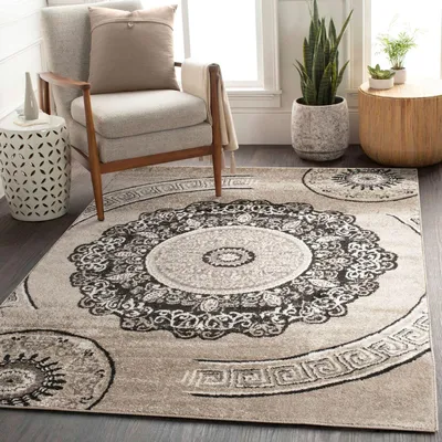 Produktbild von TT Home Kurzflor Wohnzimmer Teppich Vintage Mandala Muster Orient Optik Beige Braun Größe 60x100 cm