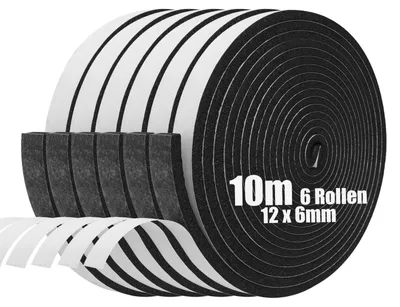Zdjęcie produktu dla Samoprzylepna taśma piankowa do uszczelniania drzwi - 12 mm x 6 mm x 10 m