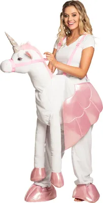 Produktbild von B88092 weiß-rosa Damen-Herren Einhorn Kostüm Plüsch-Reittier Reiteinhorn