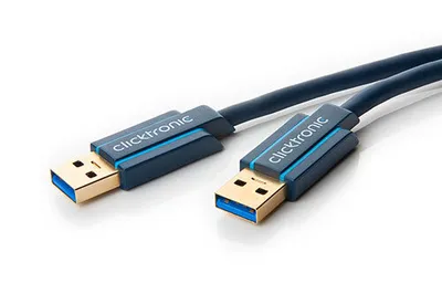 Obrázok produktu pre ClickTronic 1.8m USB 3.0 A/A, 1,8 m, USB A, USB A, USB 3.2 Gen 1 (3.1 Gen 1), Samec/samec, Modrá