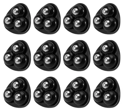 Produktbild von 12er-Pack selbstklebende Mini-Rollen, selbstklebende 360°-Drehgelenke aus Edelstahl, selbstklebende Lenkrollen aus Edelstahl (schwarz)