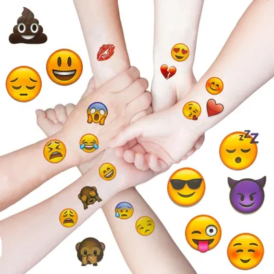 Produktbild von Oblique Unique Emoji 48 Stück Temporäre Tattoos Aufkleber Emoticons Smiley