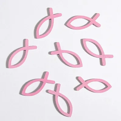 Produktbild von 8 Holz Fische 4cm Streufische Streudeko Taufe Geburt Kommunion Konfirmation Tischdeko , Farbe:pink