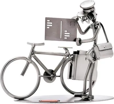 Immagine prodotto di Omini in metallo: postino in bicicletta - Figurina in metallo - Regalo