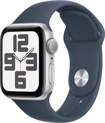 Produktbild von Watch SE GPS, 44 mm Aluminiumgehäuse Silber, Sportarmband Sturmblau – M/L