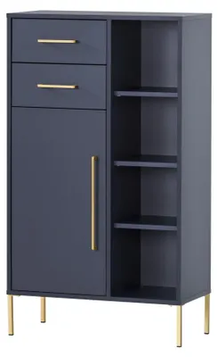 Highboard nachtblau/gold 67,1x33,1x117,4 cm 1 Tür 2 Schubladen