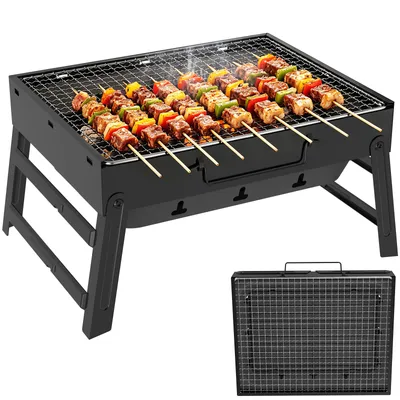 Produktbild von Arvioo Tragbarer Holzkohlegrill, Klappbar Kompakter Grill mit Griff und entnehmbarem Ascheauffangbehälter, Edelstahl Kleiner Grill Picknickgrill