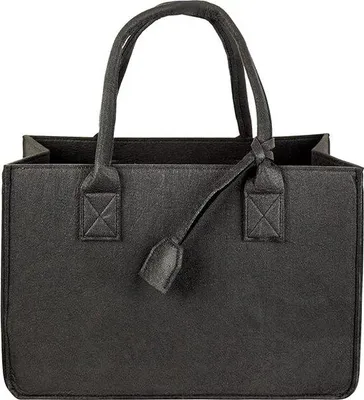 Produktbild von Unyqoos® Filztasche für Brennholz & Einkäufe 40×27×27 cm – robuste Aufbewahrungs- und Tragetasche, stabile Griffe, Farbe: Schwarz (erhältlich in 7 Farben)
