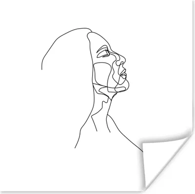 Produktbild von MuchoWow® Poster Strichzeichnungen - Frauen - Gesicht 75x75 cm - Wand Dekoration