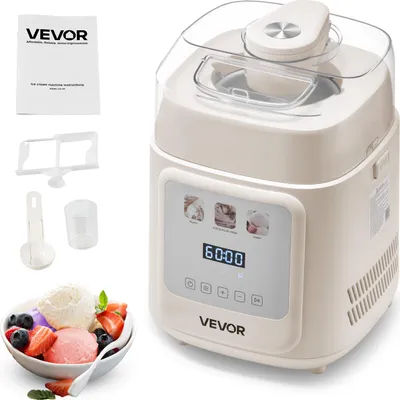 Produktbild von VEVOR automatische Eismaschine mit eingebautem Kompressor 1 L kein Vorgefrieren, Gelato und Ice Cream Maker mit 4 Modi, elektrischer Eismaschine Frozen Yogurt Sorbet Maker Weiß