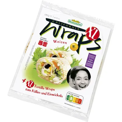 Image de Mestemacher California Tortilla Wraps blé XL 4 portions 280g