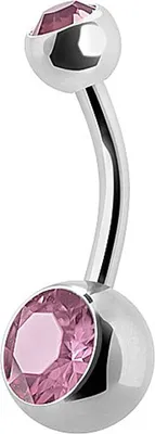 Produktbild von Bauchnabel Double Jewelled Piercing Titan G23 Banana 5/8mm Kugeln Kristall Steine - Rosa.TJBL2S - 8.0 Millimeter