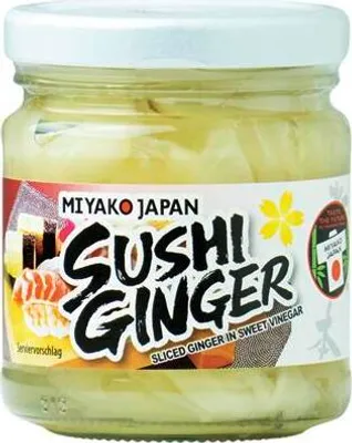 Zdjęcie produktu dla Biały imbir marynowany do sushi 190g - Miyako