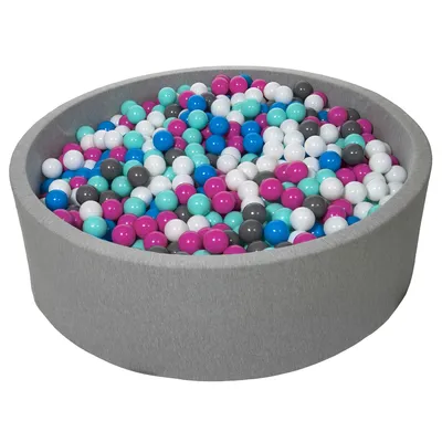 Produktbild von Bällebad für Kinder, Durchmesser ca. 125 cm + 1200 Bälle weiß, blau, pink, grau, türkis