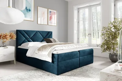 Produktbild von Boxspringbett ASKOT – 120x200, Blau + GRATIS Topper