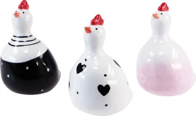 Produktbild von Deko Hühner Figuren Ostern Küken Set 9,5cm 3 Stück Keramik Osterdeko