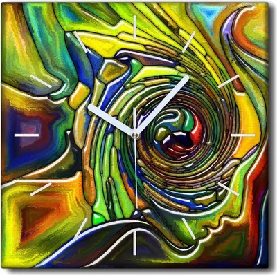 Produktbild von Coloray Uhr auf Leinwand 30x30 cm Wand Uhr Dekoration Wohnzimmer Segeltuch weiße Zeiger -Geometrie Kunst Art.