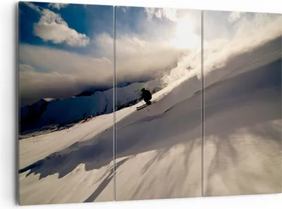 Produktbild von Bild auf Leinwand - Leinwandbild - Berge Ski Winter - 165x110cm - Wand Bild - Wanddeko - Leinwanddruck - Bilder - Kunstdruck - Wanddekoration - Leinwand bilder - Wandkunst - CE165x110-0511