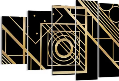 Produktbild von Bild auf Leinwand - Leinwandbild - 5 Teile - Abstraktion Quadrat Gold - 150x100cm - Wand Bild - Wanddeko - Wandbilder - Leinwanddruck - Bilder - Wanddekoration - Leinwand bilder - EG150x100-4375