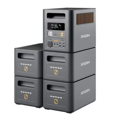 Immagine prodotto di AFERIY P180 Pro 1800 W 5120 Wh Power Station con 4 batterie aggiuntive, capacità espandibile, per casa, campeggio e camper