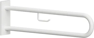Produktbild von BELP Stützgriff mit Abdeckung und Papierhalter Eisen Komaxit Weiß 616x100x250 mm, 120 kg Traglast für Bad & WC >> zum Bohren