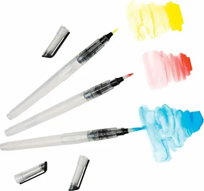 Produktbild von 3er Set Crelando Wasserpinsel Pinsel Wasserfarbe Aqauellfstift Künstlerbedarf