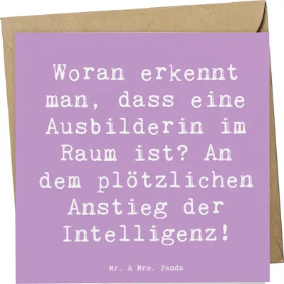 Produktbild von Mr. & Mrs. Panda Grußkarte Spruch Ausbilderin Intelligenz - Lavendeltraum - Geschenk, personalisierte Geschenke, Glückwunschkarte, handgefertigte, Anerkennung, Lehrerin