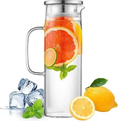 Obrázek produktu pro Karafa na vodu skleněná baňka odolná proti teplu víčko RVS 1L 35oz
