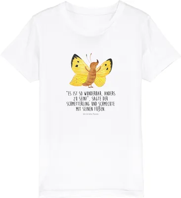 Produktbild von Mr. & Mrs. Panda Kleinkinder T-Shirt Schmetterling Zitronenfalter 5-6 Jahre (110/116) - Weiß - Geschenk, Anders, Fakt, Kinder, Jungen, Kindershirt, Selbstliebe, Liebe