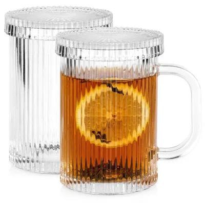 Produktbild von Glasbecher mit Deckel, 330 ml, 2 Stück.