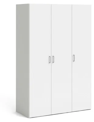 Produktbild von Kleiderschrank mit 3 Türen und Kleiderstange, 115x49x175 cm, weiß, modern und multifunktional