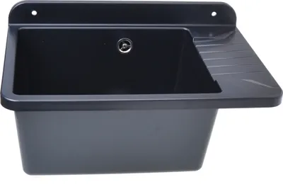 Produktbild von Aqbau® Ausgussbecken 505mm Waschbecken Spülbecken Granit schwarz