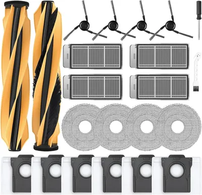 Produktbild von 22 Stück Zubehör für Mova V50 Ultra/Dreame X50 Ultra/L50 Pro Ultra/X50 Master Saugroboter, 2 Hauptbürsten 4 Wischtücher 4 Filtern 6 Staubbeuteln 4 Seitenbürsten 1 Reinigungsbürste 1 Schraubenzieher