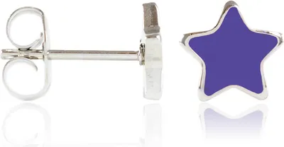 Produktbild von Chirurgenstahl Ohrstecker mit Emaille Stern in lila Studex Sensitive