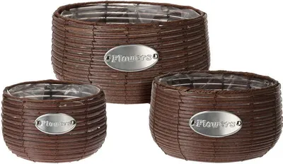 Obrázek produktu pro PROGARDEN Proutěný květináč sada 3 ks KVĚTINÁČE ZAHRADA 29 / 25 / 19 cm hnědý KO-430001150
