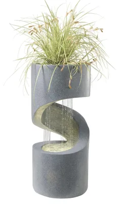 Produktbild von Zimmerbrunnen aus Polyresin modern Grau in Steinoptik H 62,5 cm B 29,3 cm